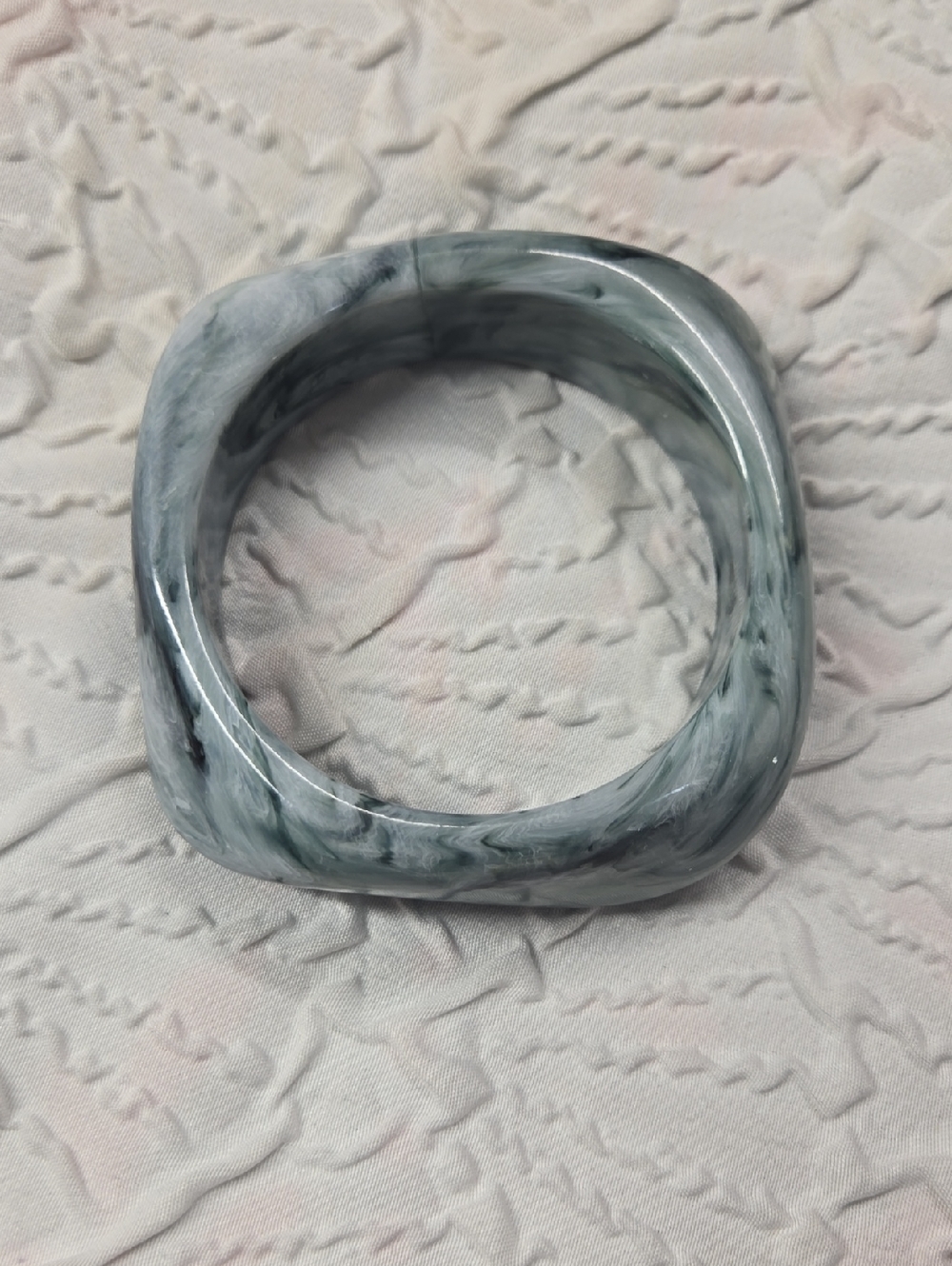 Gray Green Marble Acrylic Square Bangle Bracelet